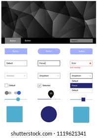 Dark Pink, Blue vector design ui kit with mosaic. Colorful ui/ux kit with header consisted of triangles. This sample is for your landing page.