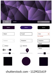 Dark Pink, Blue vector design ui kit with mosaic. Modern Style guide in polygonal style with triangles. Beautiful layout for websites, landing pages.