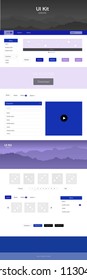 Dark Pink, Blue vector design ui kit with landscape. Colorful Style guide with mountains on abstract background. Template for landing pages of leisure.