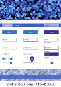 Dark Pink, Blue vector design ui kit with dots. Modern Style guide with colorful gradient circles in its header. This template you can use for websites.
