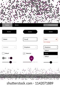 Dark Pink, Blue vector design ui kit with dots. Beautiful ui ux kit with colorful dots in its header. Simple colorful design for websites.