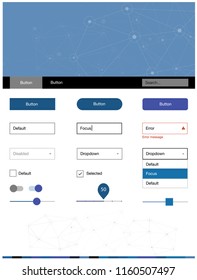 Dark Pink, Blue vector design ui kit with mosaic, circles. Colorful ui/ux kit with triangles, circles in header. Modern template for your landing page.