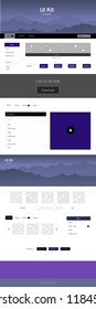 Dark Pink, Blue vector design ui kit with landscape. Colorful ui/ux kit with header consisted of hills & rocks. Sample for your landing page of tourism.