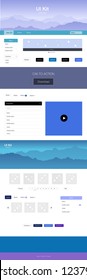 Dark Pink, Blue vector design ui kit with landscape. Web ui kit with abstract gradient hills in its header. Template for landing pages of leisure.