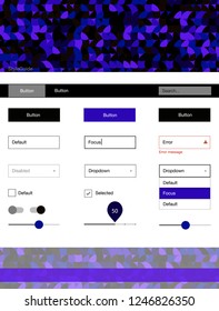 Dark Pink, Blue vector design ui kit with dots. Colorful ui/ux kit with header consisted of spheres. This template you can use for websites.