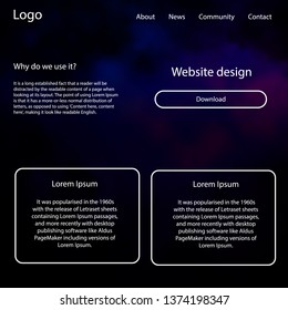 Dark Pink, Blue vector design ui kit with universe stars. Modern Style guide with colorful gradient sky in its header. Modern template for your landing page.