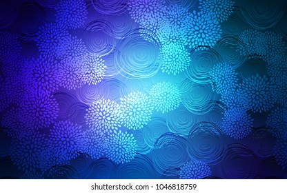 Dark Pink, Blue vector doodle blurred background. A completely new color illustration in doodle style with flowers. A completely new design for your business.