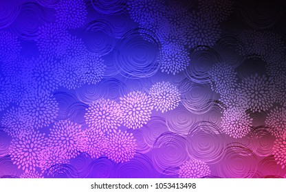 Dark Pink, Blue vector doodle bright background. Blurred decorative design in Indian style with flowers. A completely new template for your business design.