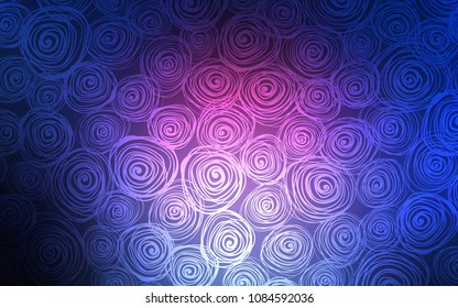 Dark Pink, Blue vector doodle blurred pattern. A vague abstract illustration with roses in doodles style. The best blurred design for your business.