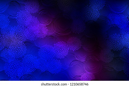 Dark Pink, Blue vector doodle bright template. Doodle illustration of flowers in Origami style with gradient. A completely new template for your business design.