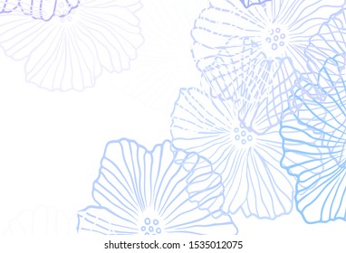 Dark Pink, Blue vector doodle texture with leaves. Sketchy doodle flowers on white background. Doodle design for your web site.