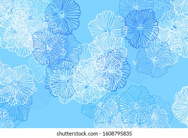 Dark Pink, Blue vector doodle texture with leaves. Abstract illustration with flowers in doodles style. Textured pattern for websites, banners.