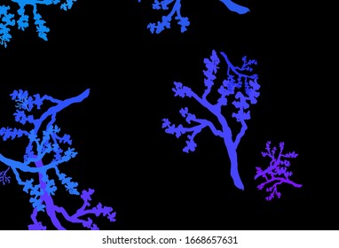 Planta de doodle de vector azul oscuro con ramas. Una elegante ilustración brillante con hojas y ramas. Diseño de Doodle para su sitio web.