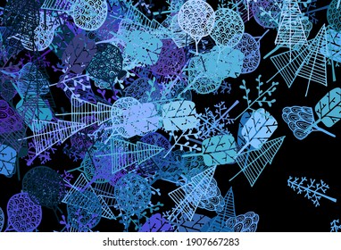 Dark Pink, Blue vector doodle background with trees, branches. Brand new illustration in simple style with trees. A new texture for your wallpaper design.