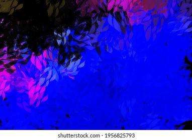 Dark Pink, Blue vector doodle backdrop with leaves. Colorful illustration in doodle style with leaves. New template for your design.