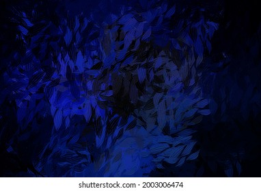 Dark Pink, Blue vector doodle texture with leaves. Brand new colored illustration in blurry style with leaves. New template for your brand book.
