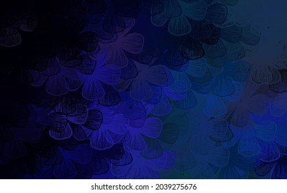Dark Pink, Blue vector doodle pattern with trees, branches. Flowers in natural style on white background. Template for backgrounds of cell phones.
