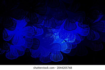 Dark Pink, Blue vector doodle pattern with trees, branches. Glitter abstract illustration with flowers. Pattern for heads of websites, designs.