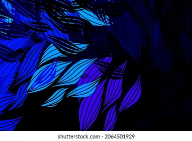 Dark Pink, Blue vector doodle pattern with leaves. Blurred decorative design in Indian style with leaves. Colorful pattern for kid's books.