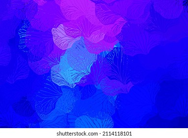 Patrón de doodle de vector azul oscuro rosa y azul con hojas. Ilustración abstracta geométrica moderna con hojas. Patrón para jefes de sitios web, diseños.
