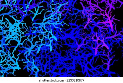 Dark Pink, Blue vector doodle pattern with leaves, branches. Leaves and branches with gradient on white background. Hand painted design for web, leaflets.