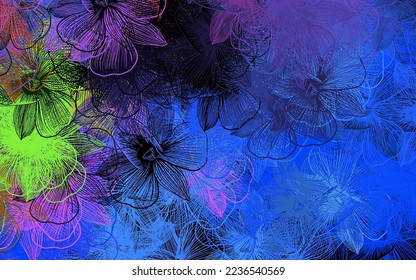 Dark Pink, Blue vector doodle layout with flowers. Abstract illustration with flowers in doodles style. A new texture for your wallpaper design.