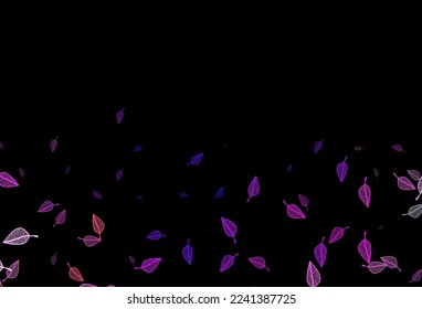 Pink oscuro, textura de doodle vectorial azul. Una elegante ilustración brillante con hojas de estilo natural. Patrón para el libro de marcas.