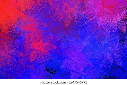 Pink oscuro, azul vectorial de fondo de doodle con flores. Ilustración de las flores en el estilo de Origami. Nuevo estilo para su diseño de negocio.