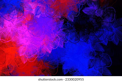 Dark Pink, Blue vector doodle pattern with flowers. Sketchy doodle flowers on white background. Brand new style for your business design.