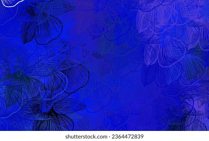 Diseño de doodle vectorial azul oscuro rosado con flores. Ilustración colorida al estilo doodle con flores. Plantilla para fondos de teléfonos móviles.