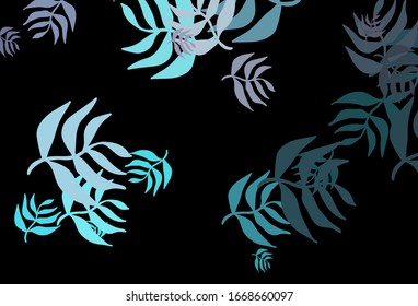 Diseño elegante de vector azul oscuro con hojas. Doodles con hojas sobre fondo borroso. Diseño pintado a mano para web, envoltura.