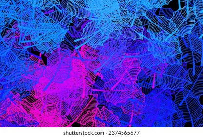 Dark Pink, Blue vector elegant template with leaves. Doodle illustration of leaves and flowers in Origami style. New template for your design.