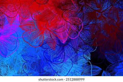 Dark Pink, Blue vector elegant pattern with flowers. Colorful illustration in doodle style with flowers. Brand new style for your business design.