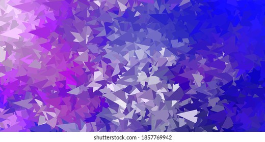 Dunkelrosa, blaue, geometrische, polygonale Tapete. Elegante abstrakte Illustration mit Farbverlauf-Dreiecken. Hintergrund für Webdesigner.