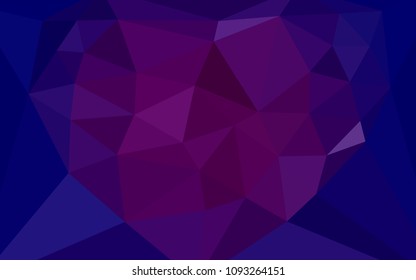 Dark Pink, Blue vector gradient triangles template with a heart in a centre. Polygonal abstract illustration with gradient. Textured pattern for your backgrounds.