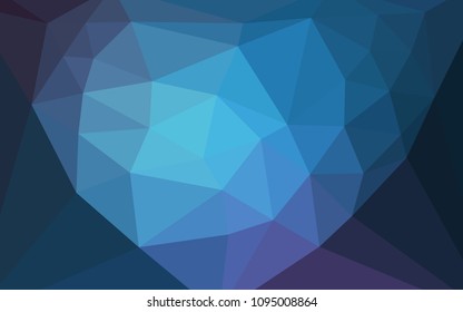 Dark Pink, Blue vector gradient triangles template with a heart in a centre. Illustration in Origami style with gradient. Brand new design for your business.