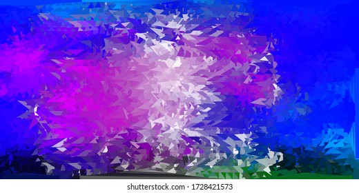 Dark pink, blue vector gradient polygon wallpaper. Elegant abstract illustration with gradient triangles. Background for mobile phones.