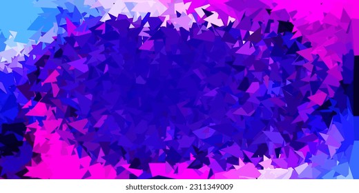 Dunkelrosa, blauer Vektorgrafikhintergrund für Polygonhintergrund. Illustration im Glasbruch mit Dreiecken. Die beste Wahl für Ihr Design.