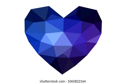 Dark Pink, Blue vector greeting Card Happy Valentine's Day. Lettering with hearts on the white polygonal background. Colored triangular illustration for your business.