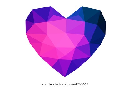 Dark Pink, Blue vector greeting Card Happy Valentine's Day. Lettering with hearts on the white polygonal background. Colored triangular illustration for your business.