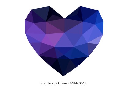 Dark Pink, Blue vector greeting Card Happy Valentine's Day. Lettering with hearts on the white polygonal background. Colored triangular illustration for your business.