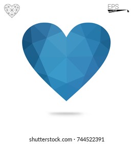 Dark Pink, Blue vector greeting Card Happy Valentine's Day. Lettering with hearts on the white polygonal background. Colored triangular illustration for your business.