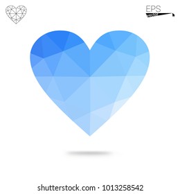 Dark Pink, Blue vector heart isolated on white background. Geometric rumpled triangular low poly origami style gradient graphic illustration. Polygonal design for your business.