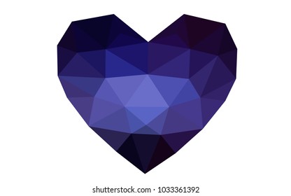 Dark Pink, Blue vector heart isolated on white background. Geometric rumpled triangular low poly origami style gradient graphic illustration. Polygonal design for your business.