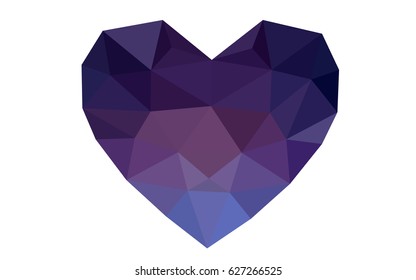 Dark Pink, Blue vector heart isolated on white background. Geometric rumpled triangular low poly origami style gradient graphic illustration. Polygonal design for your business.