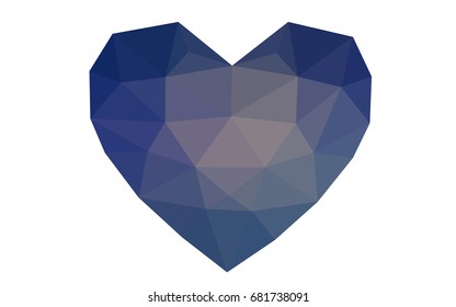 Dark Pink, Blue vector heart isolated on white background. Geometric rumpled triangular low poly origami style gradient graphic illustration. Polygonal design for your business.