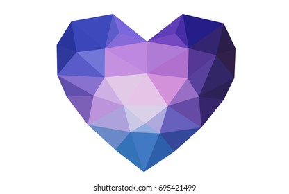 Dark Pink, Blue vector heart isolated on white background. Geometric rumpled triangular low poly origami style gradient graphic illustration. Polygonal design for your business.