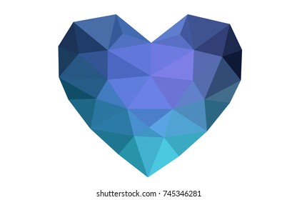 Dark Pink, Blue vector heart isolated on white background. Geometric rumpled triangular low poly origami style gradient graphic illustration. Polygonal design for your business.