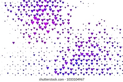 Dark Pink, Blue vector hearts isolated on white background. Cool pattern in origami style with gradient for Valentine day. Graphic illustration for your business design.