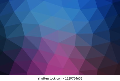 Dark Pink, Blue vector hexagon mosaic triangle mosaic. Shining colored illustration in a Brand new style. A completely new template for your business design.